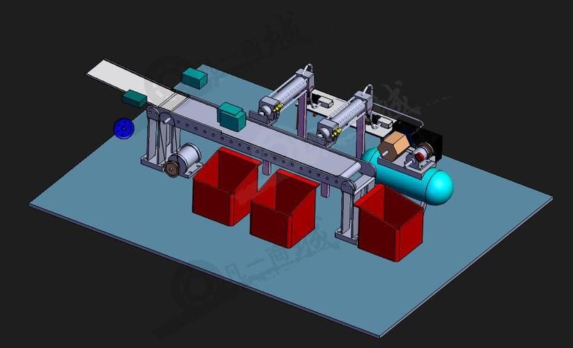 气动产品分拣输送机3d模型图